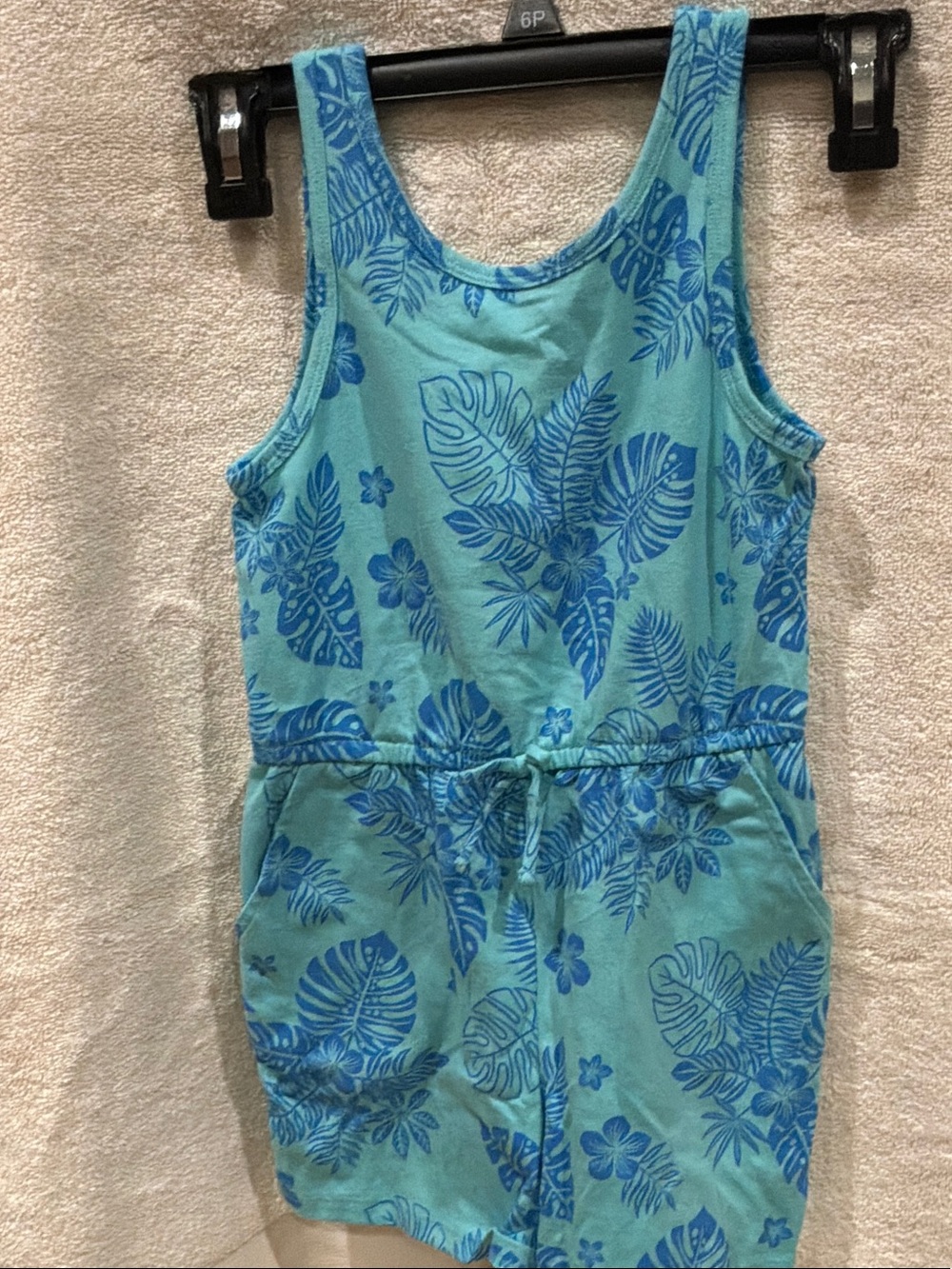 Girls' Blue Tropical Print Romper